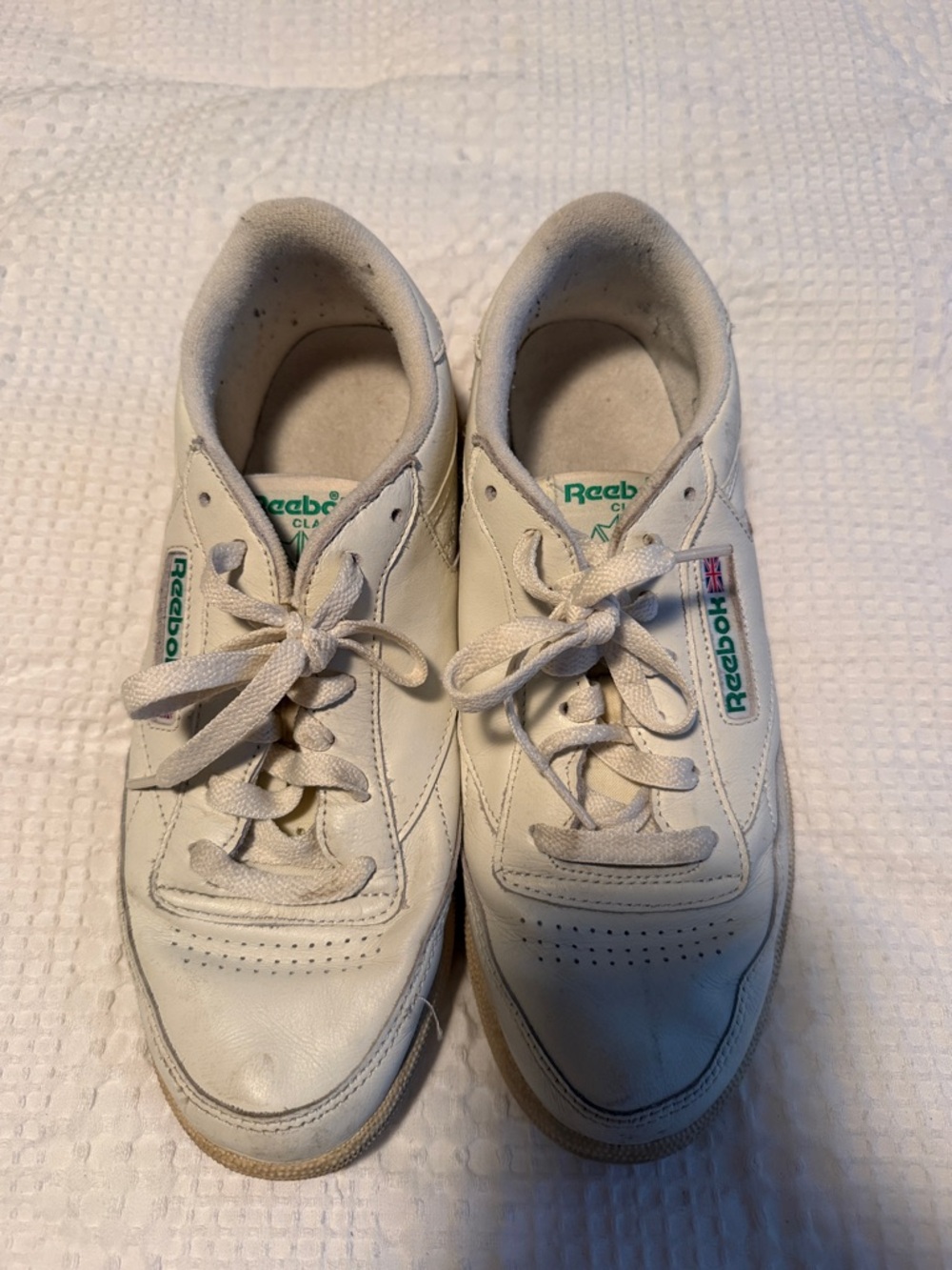 Reebok White Sneakers with Green Accents